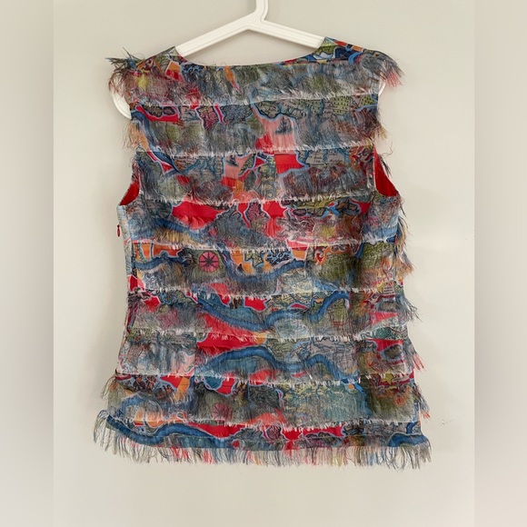 Adventures des Toiles fringe sleveless top - Picture 2 of 10